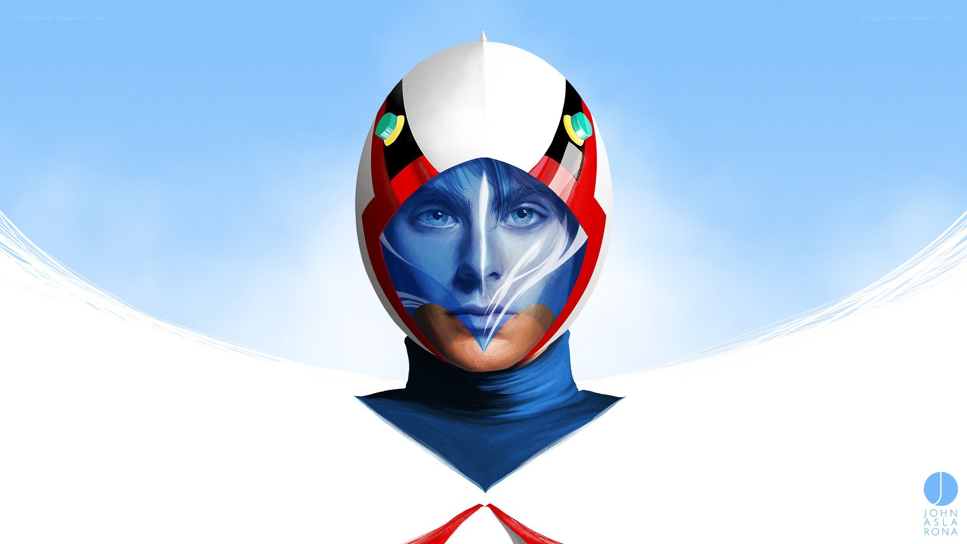 hero with helmet and wings