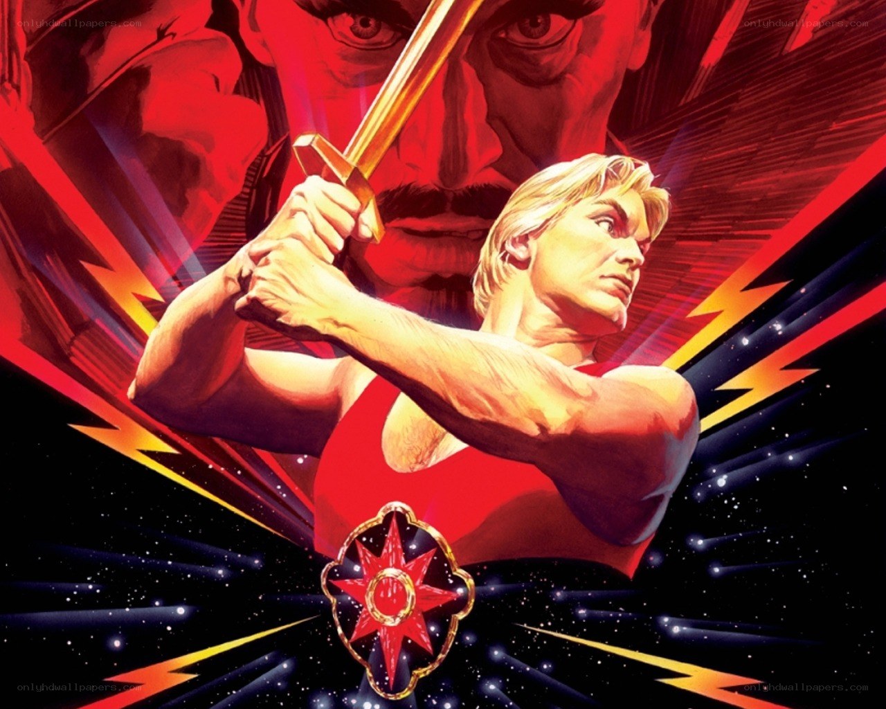 Hero with sword in space