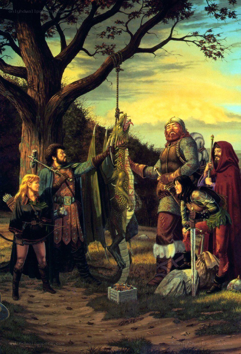 Heroes with a dragon trophy