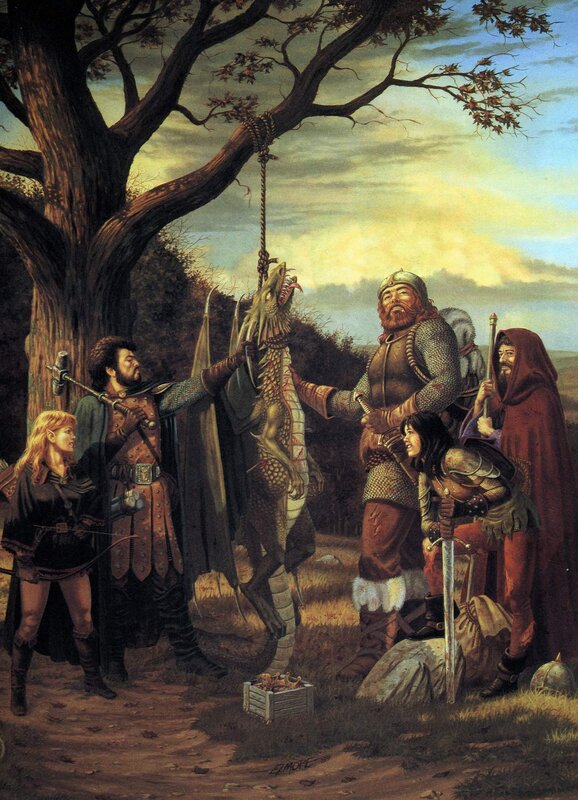 Heroes with a slain dragon