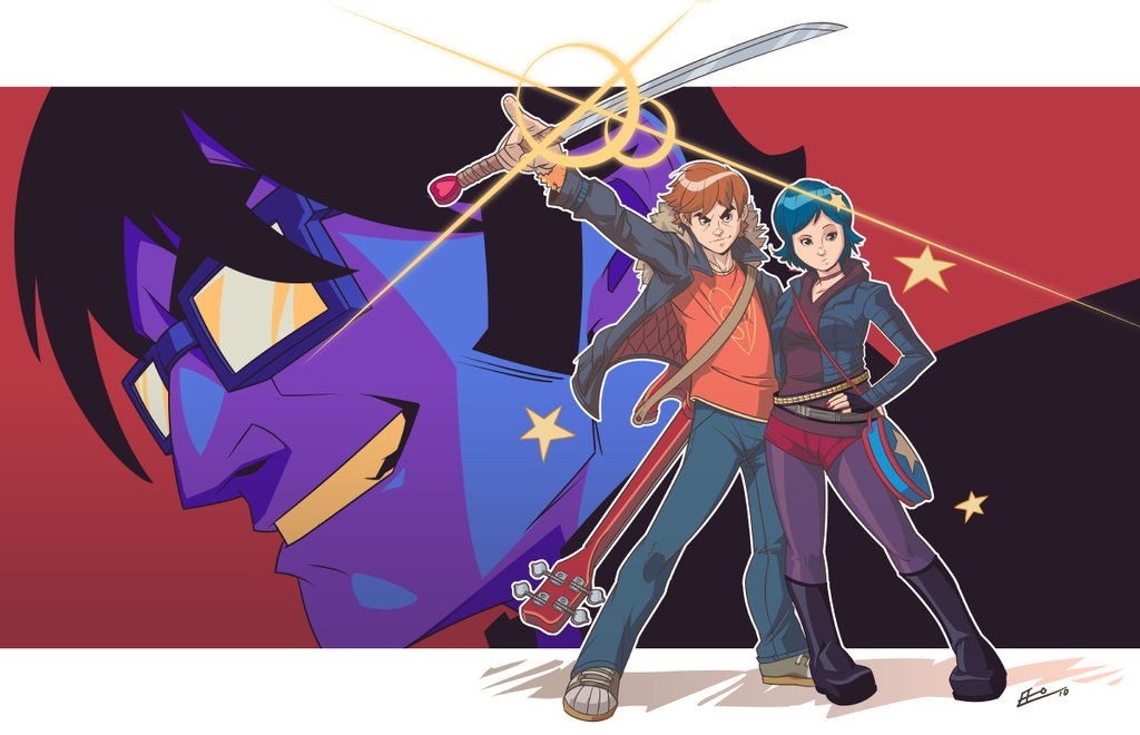 heroes with swords and guitars