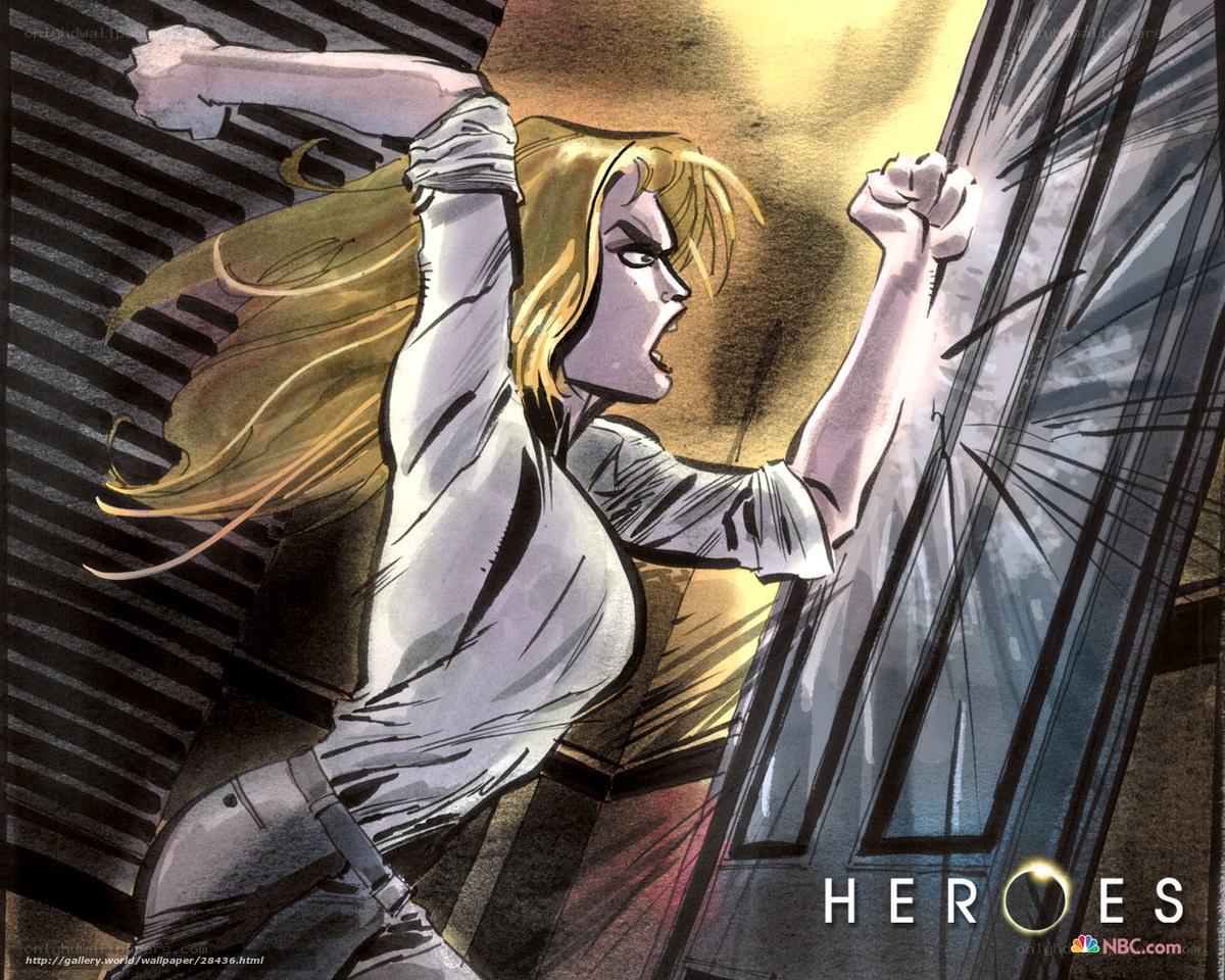 heroine breaking through glass
