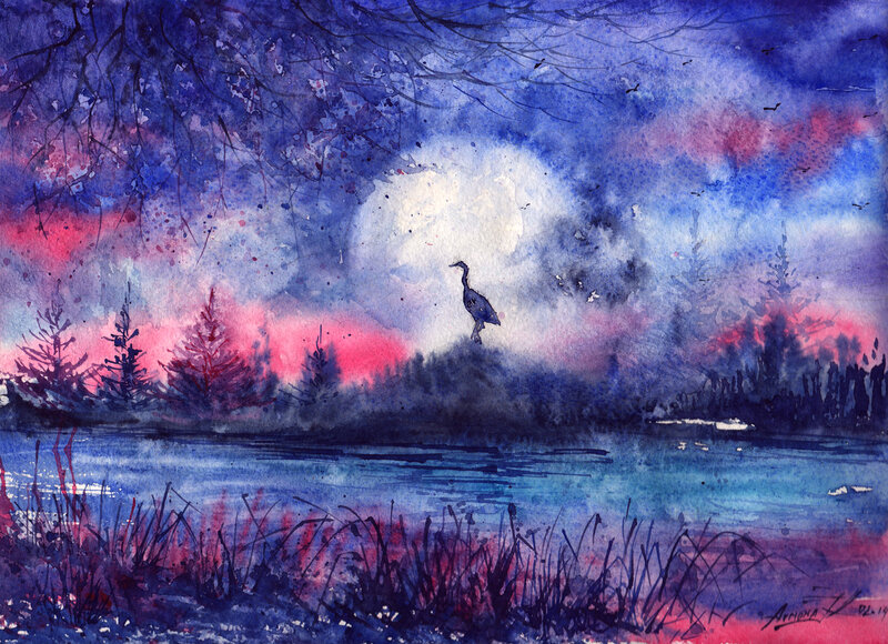 Heron on a Lake