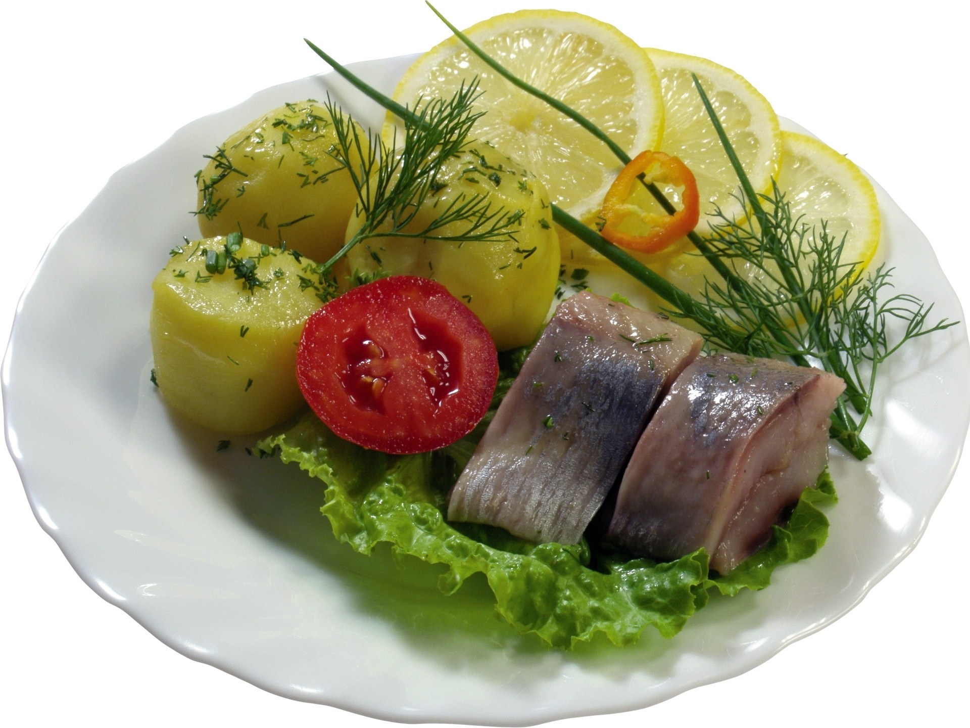 herring with potatoes and lemon