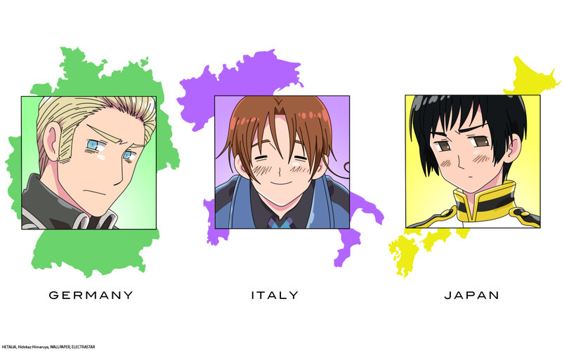 Hetalia characters from Germany, Italy, and Japan