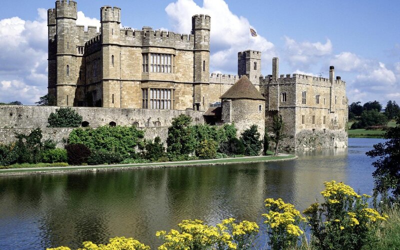 Hever Castle — Blue, Serene, Afternoon, Photograph, Moat, Trees