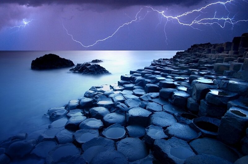 Hexagonal Basalt Columns — Blue