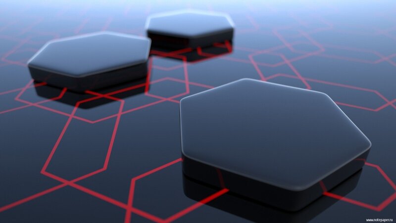 Hexagonal Blocks on Grid — Black, Technological