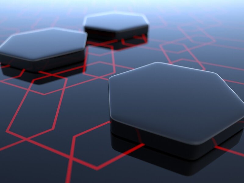 Hexagonal Blocks on Surface — Black, Technological, 3d Render, Hexagons