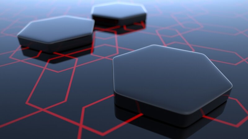 Hexagonal Blocks on Surface — Black, Technological, 3d Render