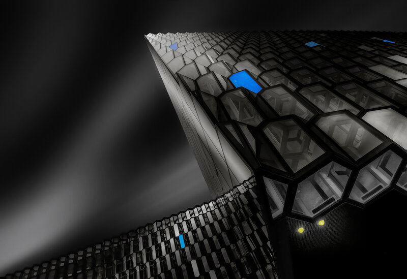 Hexagonal Building Facade — Black