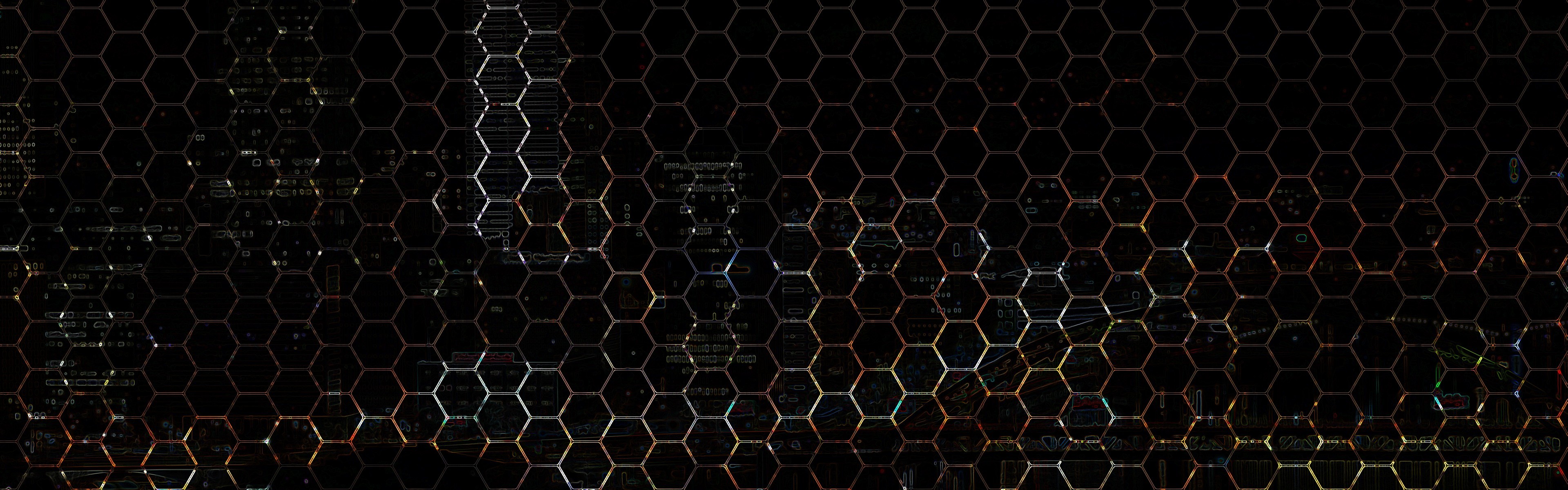 hexagonal digital grid pattern
