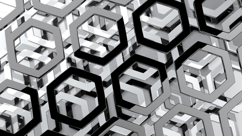Hexagonal Geometric Pattern — Black, Abstract, 3d Render