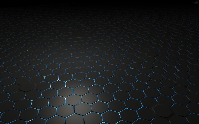 Hexagonal Grid Pattern — Black, Dark, Digital Art, Hexagons