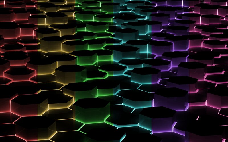 Hexagonal Grid Pattern — Black, Futuristic, 3d Render