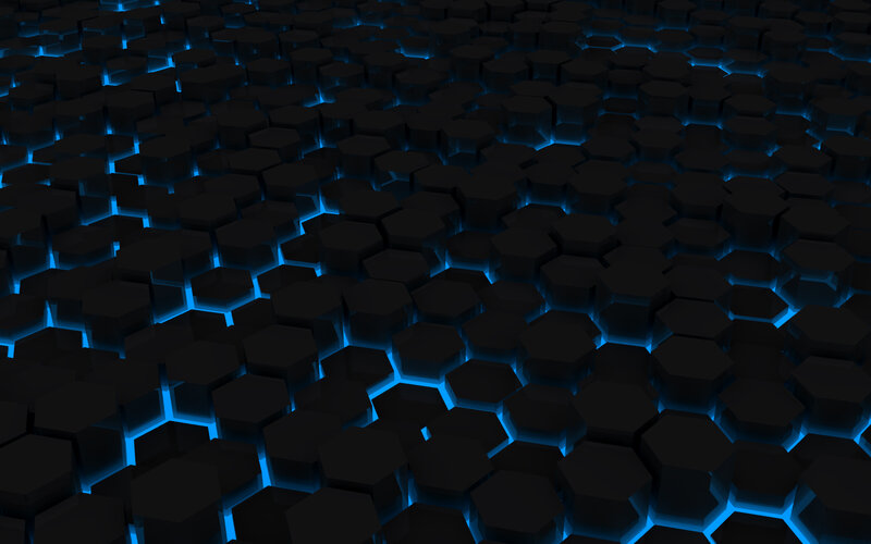 Hexagonal Grid Pattern — Black, Technological, 3d Render