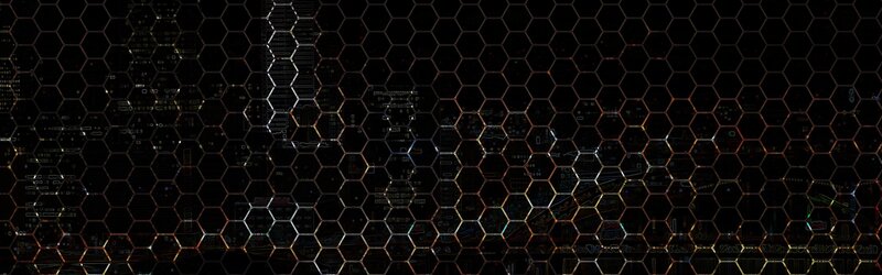Hexagonal Grid Pattern — Black, Technological, Digital Art