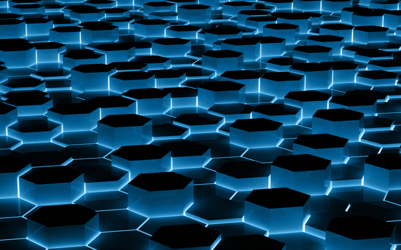 Hexagonal Grid Pattern — Blue, Technological