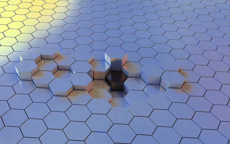 hexagonal grid with central void