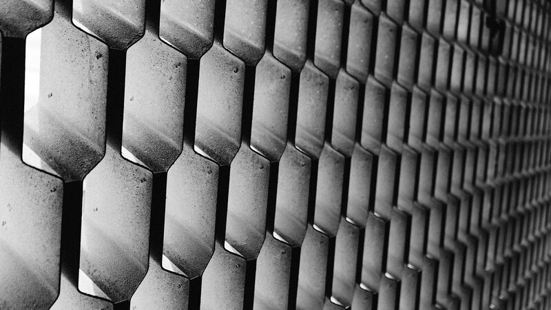 Hexagonal Metal Mesh — Black, Industrial, Photograph
