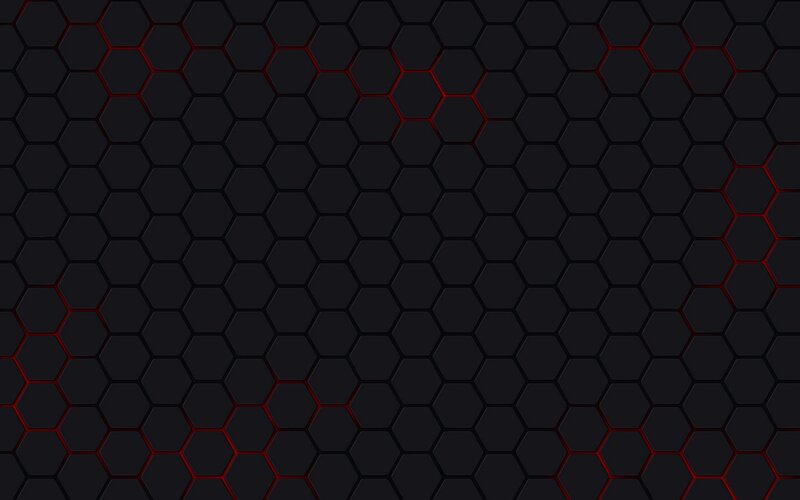 Hexagonal Pattern — Black, Dark, Abstract, Hexagons, Red Lines