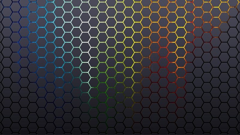 Hexagonal Pattern — Black, Technological, Digital Art, Grid