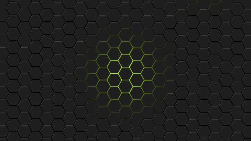 Hexagonal Pattern — Black, Technological, Digital Art