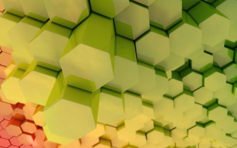 Hexagonal Pattern — Green, Calm, 3d Render, Geometric Shapes