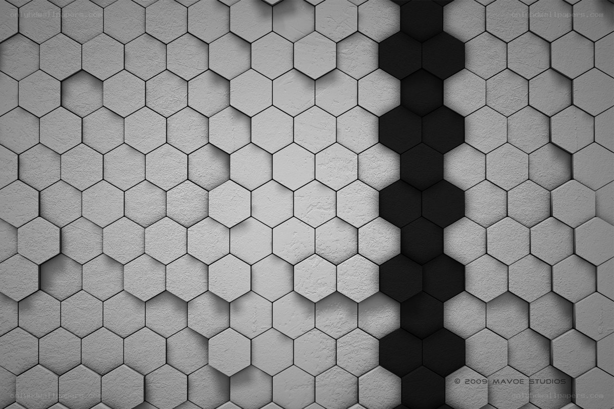 hexagonal pattern with black and white tiles