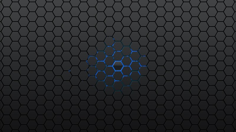 Hexagonal Pattern with Blue Glow — Black, Dark