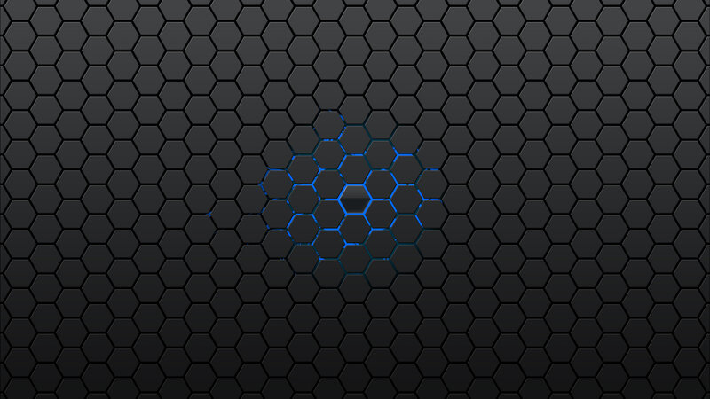 Hexagonal Pattern with Blue Glow — Black, Technological
