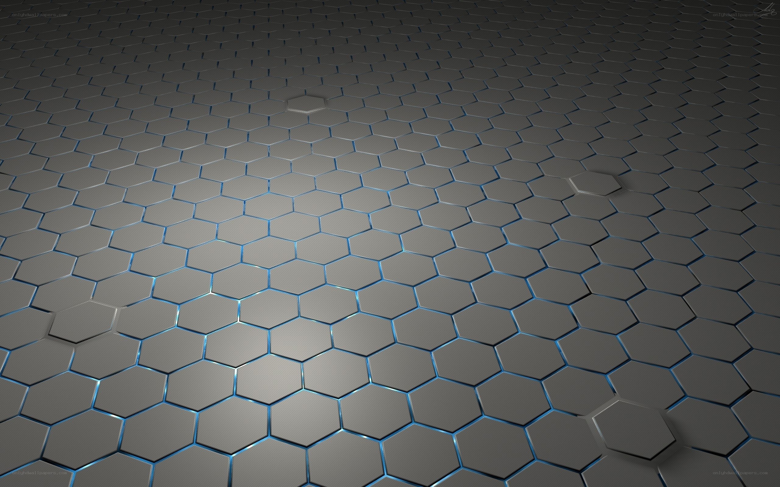 hexagonal pattern with blue glow