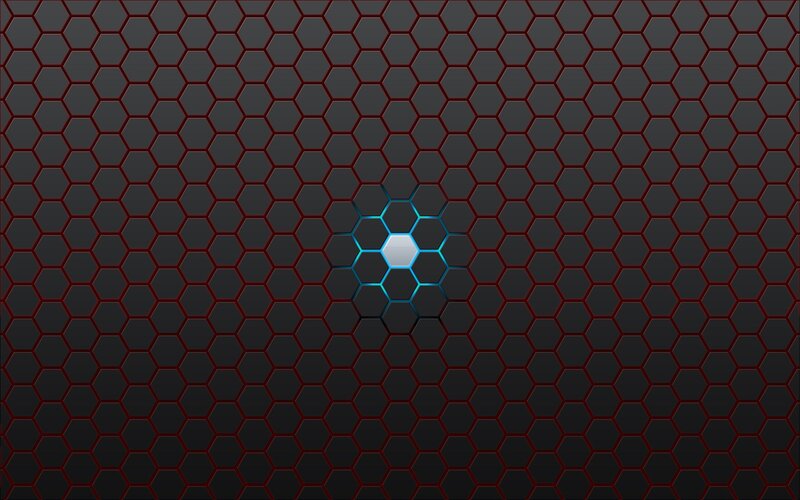 Hexagonal Pattern with Glowing Center — Black, Technological, Digital Art, Glowing Hexagon, Dark Background