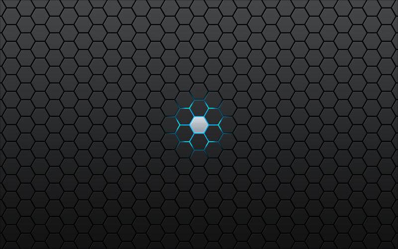 Hexagonal Pattern with Glowing Center — Black, Technological