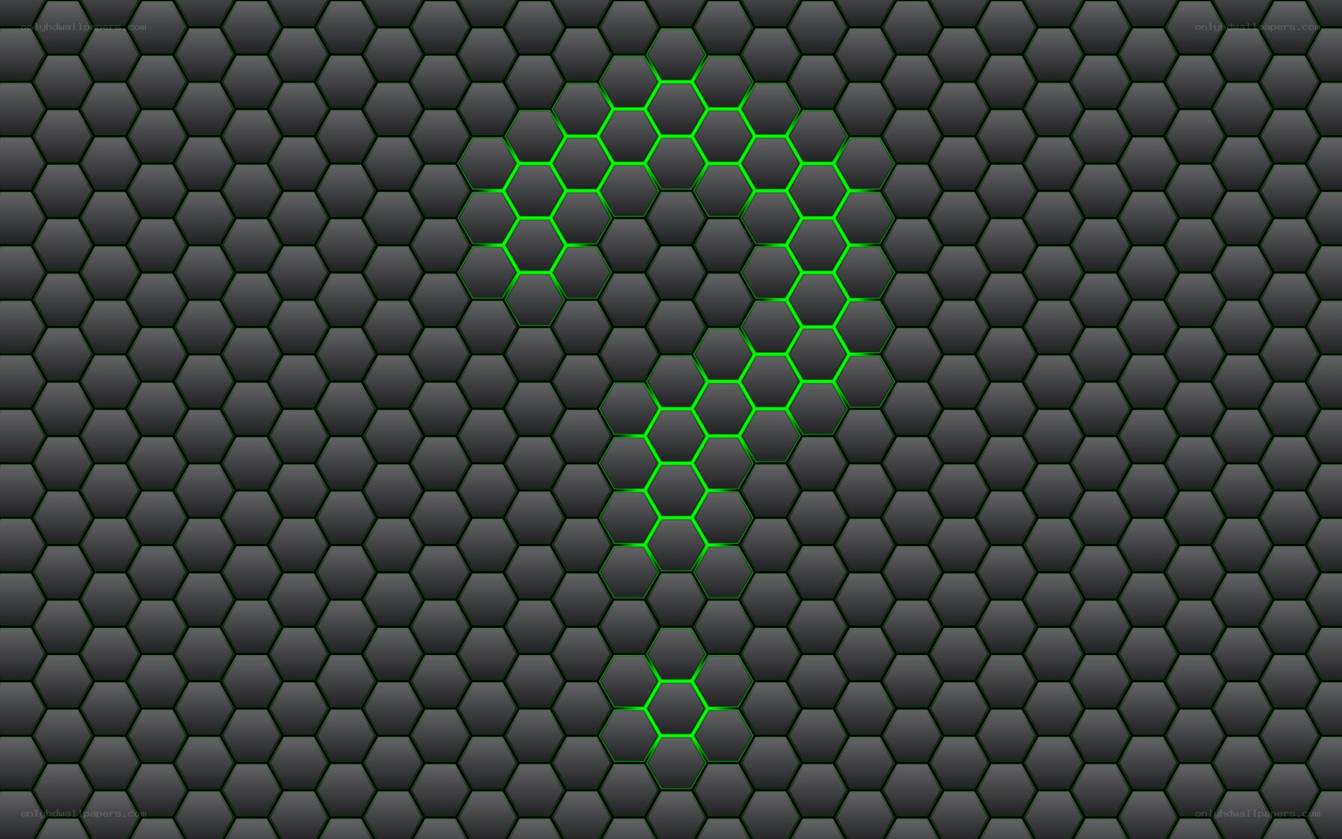 hexagonal pattern with green glow