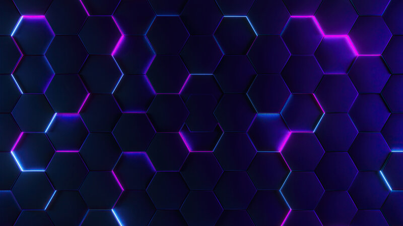 Hexagonal Pattern with Neon Lights — Purple