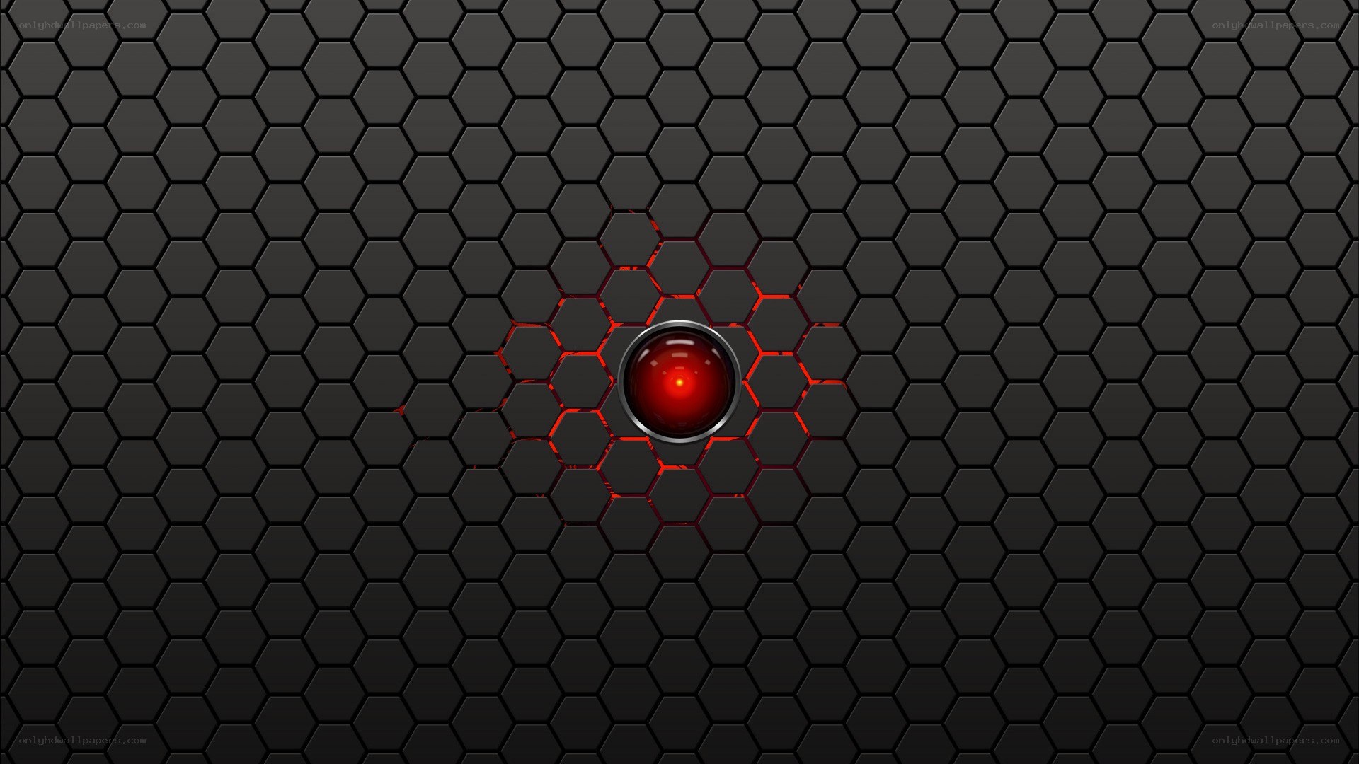 hexagonal pattern with red eye