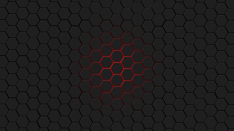 Hexagonal Pattern with Red Glow — Black, Dark