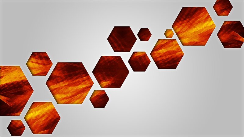 Hexagonal Shapes with Fire Texture
