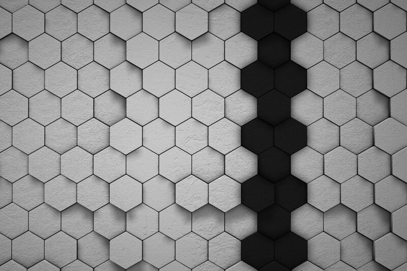 Hexagonal Tile Pattern — Gray, Minimalist, Abstract, Tiles, Black