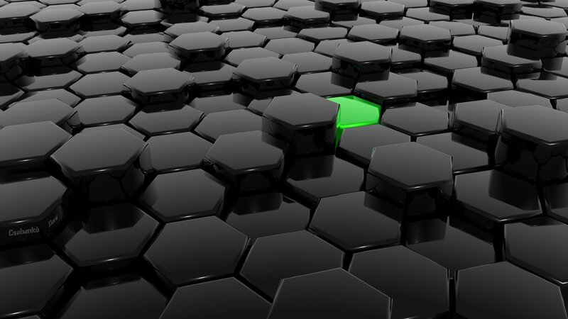 Hexagonal Tiles with Green Light