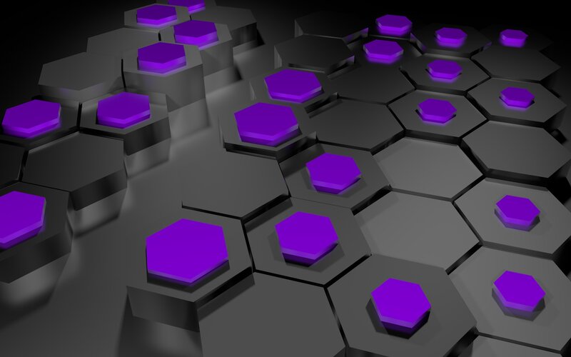 Hexagonal Tiles with Purple Lights