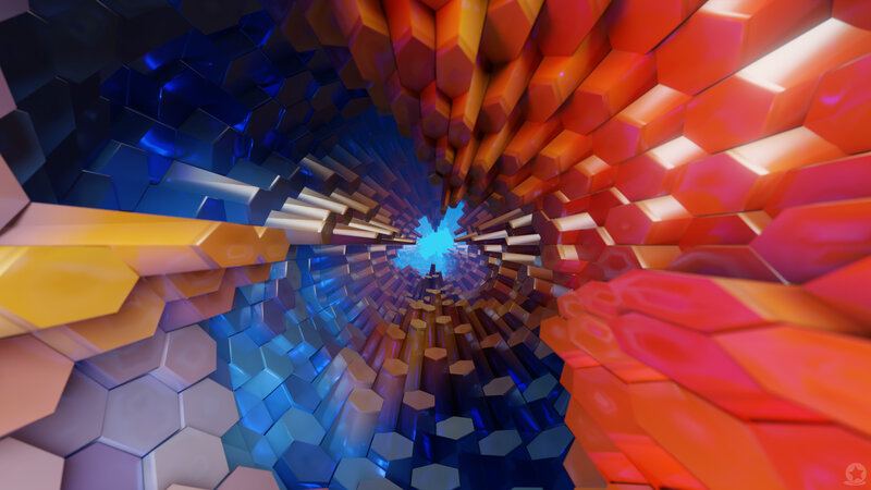 Hexagonal Tunnel Structure — Blue