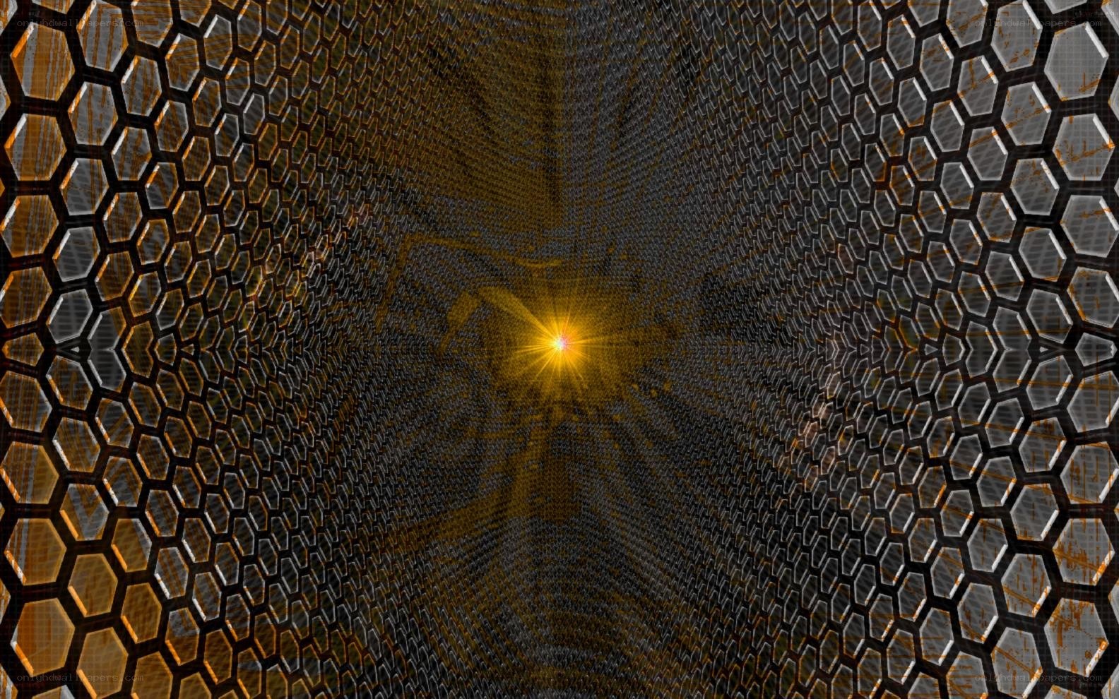 hexagonal tunnel with glowing center