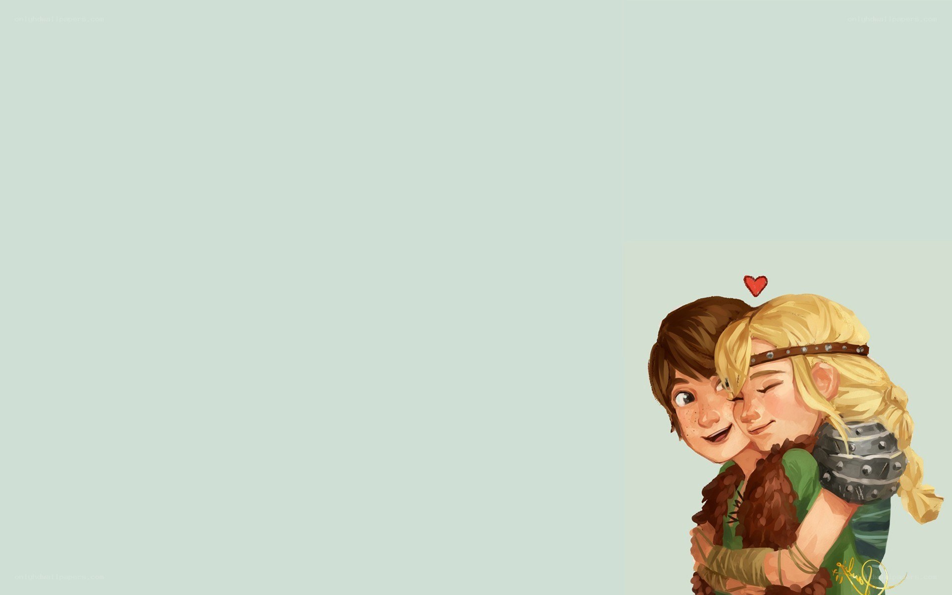 Hiccup and Astrid hug
