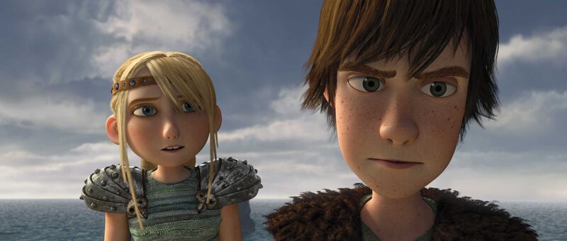 Hiccup and Astrid on the shore