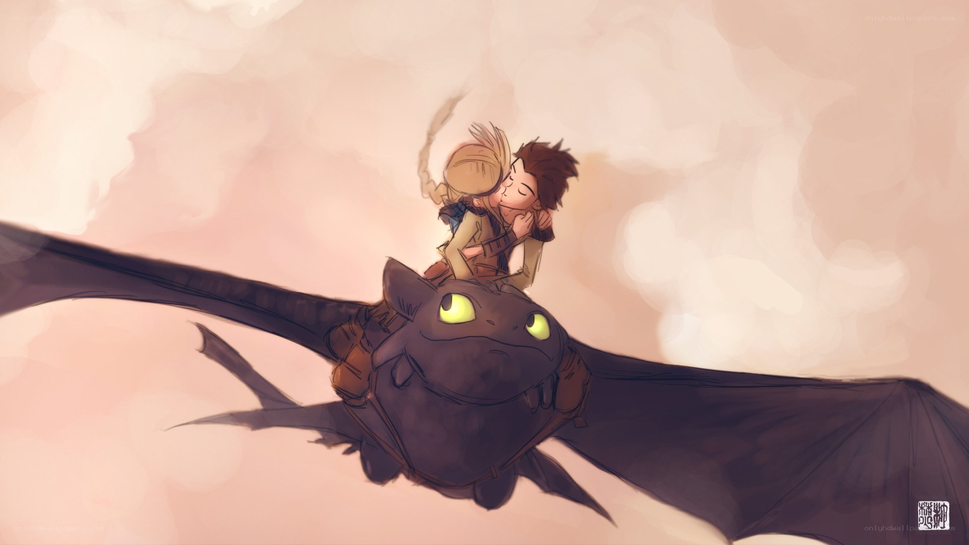 Hiccup and Toothless flying together