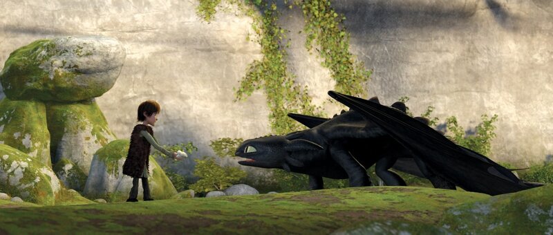 Hiccup and Toothless in the cave