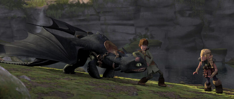 Hiccup and Toothless with Astrid