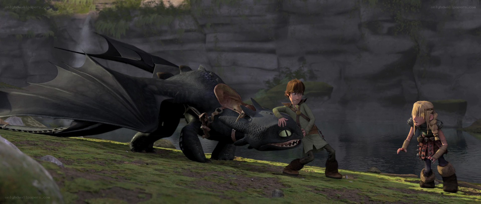Hiccup and Toothless with Astrid